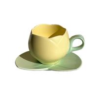 Lwaviwer Taza de cerámica con forma de flor de tulipán para café, taza de té, platillo de cerámica, taza de tulipán, 300 ml, B