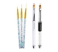 LWBTOSEE Juego de 5 pinceles de acrílico de rayas francesas para manicura 3D con punta ultrafina, para dibujar en gel UV, herramientas de pintura (dorado)