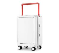 LWCHUANG Maleta de mano de 20 pulgadas, maleta ancha con ruedas, ampliable, cubierta frontal que se puede abrir, con interfaz USB, ganchos, ruedas giratorias silenciosas, maleta elegante, adecuada