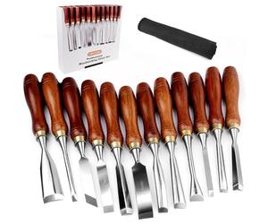 LWCUSNJ Juego de 12 cinceles para carpintería CR-V 60 cuchillas de acero con estuche para principiantes y profesionales