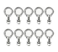 LWCUSNJ Paquete de 10 pernos roscados M10 x 25 mm con arandelas de tuerca, perno de ojo de acero inoxidable de grado marino, pernos de ojo para bricolaje, muebles, columpio y uso al aire libre (M10 x