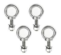 LWCUSNJ Paquete de 4 pernos roscados M10 x 25 mm con arandelas de tuerca, perno de ojo de acero inoxidable de grado marino, pernos de ojo para bricolaje, muebles, columpio y uso al aire libre (M10 x