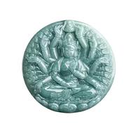 LWDXQQTX Adornos de jade de fénix, con colgante de jade en forma de dragón, collar con colgante de oración zen, joyería de buena suerte, regalo de buena suerte (cuentas redondas (g))