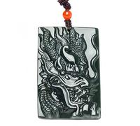 LWDXQQTX Collar con Colgante de Jade en Forma de Dragón y Fénix, Joyería de Oración Zen, Regalo de Buena Suerte