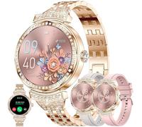 LWEARKD Reloj inteligente para mujer con llamadas Bluetooth, pantalla táctil AMOLED de 1,32 pulgadas, 5 ATM, reloj de fitness con medición de presión arterial SpO2, frecuencia cardíaca, podómetro