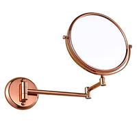 LWei W Espejo de baño, Espejo de Pared for baño, Espejo de Maquillaje montado en la Pared, Oro Rosa, Plegable, telescópico, de 8 Pulgadas, de Cobre Completo, Doble Cara, Espejo de Aumento 3X
