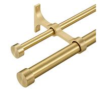 Lwiiom Barras de cortina dobles con tapa de extremo de aluminio y soportes envolventes completos, 1 pulgada delantera y 5/8 pulgadas trasera ajustable entre 36 y 72 pulgadas (3-6 pies), barra de
