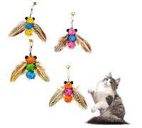 LWINGFLYER 4 piezas de juguetes de plumas para gatos, abeja, juguetes de plumas para gatos, repuesto de varita de gatito, accesorios de repuesto de varita de juguete para gatos, juguetes interactivos