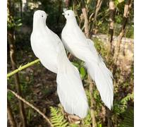 LWINGFLYER Palomas blancas de la paz con plumas de pájaros del amor de 9 pulgadas para decoración de árbol de Navidad, centros de mesa de pastel de boda, jaula de pájaros, corona, manualidades,