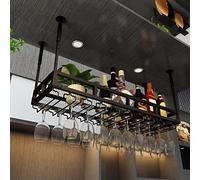 LWJSOCP Botellero Colgante con Soporte para Copas, Expositor de Vino de Metal Ajustable para Bares, cafeterías y cocinas, Acabado Mate, un Solo Color, 120 x 35 x 12 cm