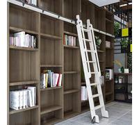 LWJSOCP Herrajes para escaleras móviles deslizantes para bibliotecas: Kit de Escalera móvil de Tubo Redondo de Acero, Accesorios para escaleras telescópicas deslizantes para un fácil Acceso y Ahorro
