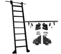 LWJSOCP Kit de herrajes para Escalera móvil con Ruedas, Kit de herrajes para Escalera Deslizante con riel Redondo, riel para Oficina móvil Tipo Loft, Sistema de Rodillos deslizantes (sin Escalera) d