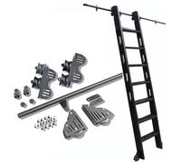 LWJSOCP Kit de herrajes para Escalera móvil Extensible, Kit de riel para Escalera Deslizante de Biblioteca con riel/riel Redondo, Kit de riel de extensión de 3.3 a 20 pies para Oficina en Loft, riel
