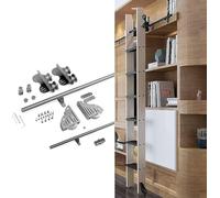 LWJSOCP Kit de herrajes para Escalera rodante retráctil, riel Deslizante Extensible para Interiores y riel Redondo para bibliotecas y librerías: fácil instalación y Durabilidad.