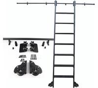 LWJSOCP Kit de herrajes para riel de Escalera rodante de Biblioteca: Sistema de riel Deslizante Duradero para un fácil Acceso y Ahorro de Espacio en bibliotecas, graneros y armarios.