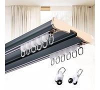 LWJSOCP Riel de Cortina de Aluminio de 2 carriles para Montaje en Techo, Barra de Cortina Deslizante silenciosa para Sala de Estar y Dormitorio, 1 opción de Longitud de 6 m, Color Azul, par