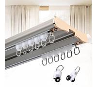 LWJSOCP Riel de Cortina de Aluminio de 2 carriles para Montaje en Techo, Barra silenciosa para Cortinas de Deslizamiento Suave, 1/1.5/2/3.6/4.8/6 m, solución de privacidad para Sala de Estar y dormi