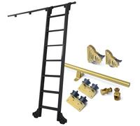 LWJSOCP Riel móvil para Escalera de Oficina Tipo Loft, Kit de herrajes para Escalera rodante de Biblioteca con riel/riel Redondo, Sistema de Rodillos deslizantes, 3.3-24 pies (sin Escalera) (Kit de