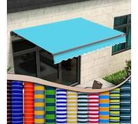 LWJSOCP Toldo retráctil Azul Claro para Patio - Tejido 100% poliéster para Ventanas, Puertas, terrazas y Jardines - Solución de Sombra para Exteriores (3,65 x 2 m)