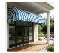 LWJSOCP Toldo retráctil Manual francés, Cubierta Plegable Parasol Impermeable y Resistente a la Lluvia, toldo Exterior para balcón, jardín o Porche (Rayas Azules, 145x80x80cm)