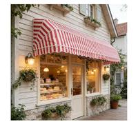 LWJSOCP Toldo retráctil Manual francés, Cubierta Plegable Parasol Impermeable y Resistente a la Lluvia, toldo Exterior para balcón, jardín o Porche (Rayas Rojas, 160x80x80cm)