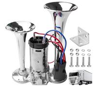 LWK Bocina de 12 V, bocina de aire ruidosa súper fuerte con compresor de doble tubo, bocina de aire, bocina de aire, kit de claxon para todos los vehículos de 12 V, camiones, trenes, coches, barcos