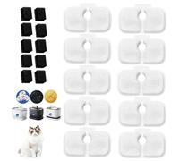 LWLWA 10 Piezas Filtro Fuente para Gatos, Filtro de Repuesto para Fuente de Mascotas, Filtros Bebedero Gatos Incluye 10 Esponjas Negras y Carbón Activado, para Petlibro Bebederos para Gato