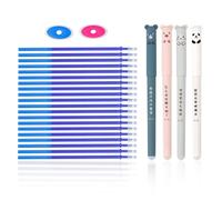 LWLWA Bolígrafos Borrables 4 Piezas Azul 0,35 mm 20 Recambio Boligrafo Borrable, Bandeja Plástico Bolígrafo Borrable Neutro, para Útiles Escolares, Útiles Oficina, Escritura Dibujo