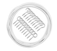 LWMLWM Alambre de Cortina 4 Metros Blanco Alambre para Cortinas con 10 Argollas y 10 Ganchos Gusanillo para Cortinas Cuerdas Cortinas Accesorios para Barras de Cortina de Red
