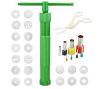 LWMLWM Prensa de arcilla artesanal de acero inoxidable, extrusora de pasta de azúcar, prensa de fondant con 20 moldes