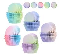 LWMTT 500 Piezas Papel Magdalenas Moldes de Papel para Muffins Tamaño Estándar Moldes Magdalenas Papel 5 Colores para Hornear, Postres, Festas, Cumpleaños y Bodas