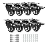 LWMTT 8 Piezas Ruedas para Muebles 40mm Ruedas con 8 Freno Ruedas Giratorias Carga de 200KG Ruedas para Muebles Pesados con Tornillos y Arandelas para Muebles, Transporte, Mesas, Gabinetes