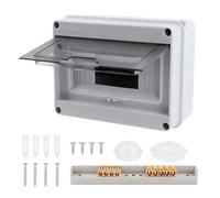 LWMTT Caja Cuadro Electrico Superficie，8 Modulos,Caja de Fusibles IP65 a Prueba de Agua con Bloque de Terminales, Carril DN, Caja Conexiones Electricas para Jardín o Exteriores