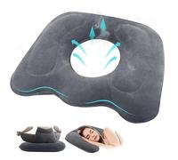 LWMTT Cojín Ortopédico Inflable, Cojín de Asiento de Hemorroides, Cojín Coxis Inflable para Escritorio Silla Ruedas Asiento Coche, Almohada Viscoelástica Ergonómico, Alivio Cóccix y Ciática (Gris)