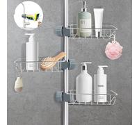 LWMTT Estante Ducha sin Taladro,Estante de Almacenamiento de Grifo Cocina Acero Inoxidable 304,Desmontable Organizador De Drenaje Fregadero,Soporte de Esponja para Champú,Jabón,para Barra de 18-27mm