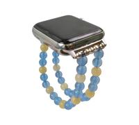 LWQCHW Correa de reloj con cuentas de cristal curativo compatible con reloj de 38 mm, 40 mm, 41 mm, 42 mm, 44 mm, 45 mm (8 aguamarina + citrino, oro rosa 42/44/45-22 mm)