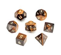 LWQCHW Juego de dados de piedras preciosas, 7 dados de cristal hechos a mano con caja de metal de regalo para Dungeons and Dragons para juegos de rol MTG, dados de piedra natural D y D (ojo de tigre)