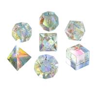 LWQCHW Juego de dados de piedras preciosas, 7 dados de cristal hechos a mano con caja de metal de regalo para Dungeons and Dragons para juegos de rol MTG, dados de piedra natural D y D (vidrio