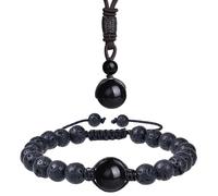 LWQQWL Juego de pulseras de cuentas de cristales curativos, collar y pulsera, piedra natural, cuentas de roca de lava, piedra volcánica, pulseras de protección de cristal energético para mujeres y