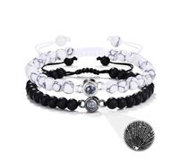 LWQQWL Pulseras de pareja para novio y novia, piedras naturales, pulseras de amistad de larga distancia, pulseras de relación con turquesa blanca para mujeres y hombres, regalos para él y ella, M