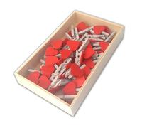 LWR CRAFTS Mini pinzas para la ropa blancas de madera con corazón rojo 48 piezas en caja