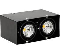 LwsCUiH Foco empotrable de techo rectangular de doble cabeza LED resistente Foco empotrable moderno negro Pasillo Mostrador Escalera Sala de estar Tienda Panel de luces decorativas(3000k,2 * 20w)