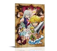 LWSCYMX Póster decorativo para pared, diseño de anime de Los Siete Pecados Capitales, 3 clásicos, 60 x 90 cm, estilo marco