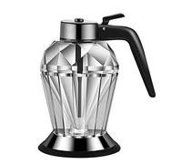 Lwuey Dispensador de Miel, Tipo Prensa Botella Especial Vidrio Diamante Tarro Maracuyá Aceite Oliva Jarabe con Soporte Transparente 200ml Arce Comercial sin Goteo Vaso Dosificador Almíbar Moderado