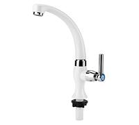 Lwuey Grifo Frío de Plástico ABS, Agua Individual Fregadero Cocina Accesorios Lavabo Baño G1/2 único Monomando Solo Decoración del Hogar Jardín Mango Tamaño Rosca Entrada Recto(Straight Handle)