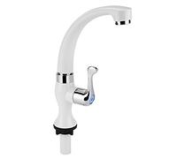 Lwuey Grifo Frío de Plástico ABS, Agua Individual Fregadero Cocina Accesorios Lavabo Baño G1/2 único Monomando Solo Decoración del Hogar Jardín Mango Tamaño Rosca Entrada Recto(Tail Handle)