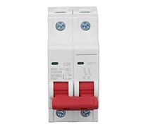 Lwuey Interruptor Automático dc MCB, Miniatura 2P 25A 500V Corriente Continua DZ47-63Z Magnetotermico Montado Riel Din C25 Seguridad Protedción Eléctrica PA66 Capacidad Ruptura 6000A Aire Desconexión