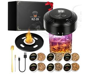 Lwuey Kit Ahumador de Whisky Eléctrico con 6 Sabores de Virutas de Madera | Ahumador de Cócteles Automático y Eléctrico para Preparar Old Fashioned Perfecto en Casa Gran Detalle para Amantes Buen Bar