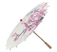 Lwuey Paraguas de Papel Engrasado Hecho a Mano, Sombrilla Tamaño Pequeño Danza Clásica Arte Chino Flor Ciruelo Japoneses Baile Fotografía Boda Traje Nupcial Madera Fiestas Disfraces Cosplay Oriental