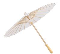 Lwuey Paraguas de Papel Hecho a Man, Decorativos Clásico Mano Blanco China Estilo Sólida Mango Madera Oriental Tradicional Plegable Vintage Danza Japón Artesanía Seda Marco Cubierta Estructura 60cm